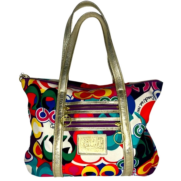 Coach Handbags - COACH Graffiti Tote Bag Poppy Signature Glam Handbag Style 13839 Multi Color